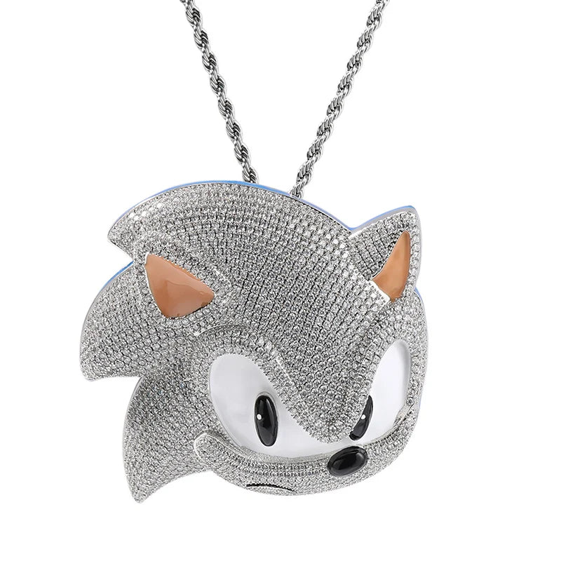 Hip hop 3a + cz pedra pavimentada bling gelado para fora luminoso personagens dos desenhos animados pingente colar para homens rapper clube jóias