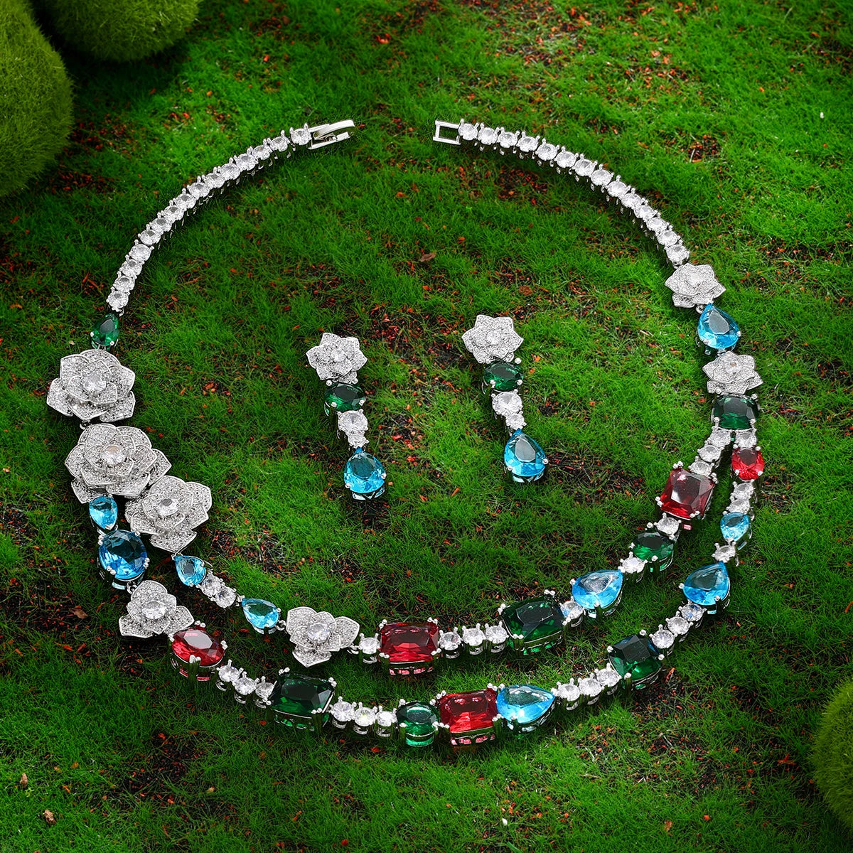 2023 venda quente zircônia cúbica conjunto de jóias de casamento nupcial conjunto de 4 peças conjunto de jóias femininas reprodução de marca de jóias