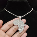 Masculino feminino hip hop gelado bling mapa da áfrica pingente colar com 13mm corrente cubana hiphop colares moda charme jóias