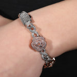 THE BLING KING Rose Flower Infinity Link Chain Colar Prong Configuração 5A Zircônia Cúbica Gargantilha HipHop Moda Jóias