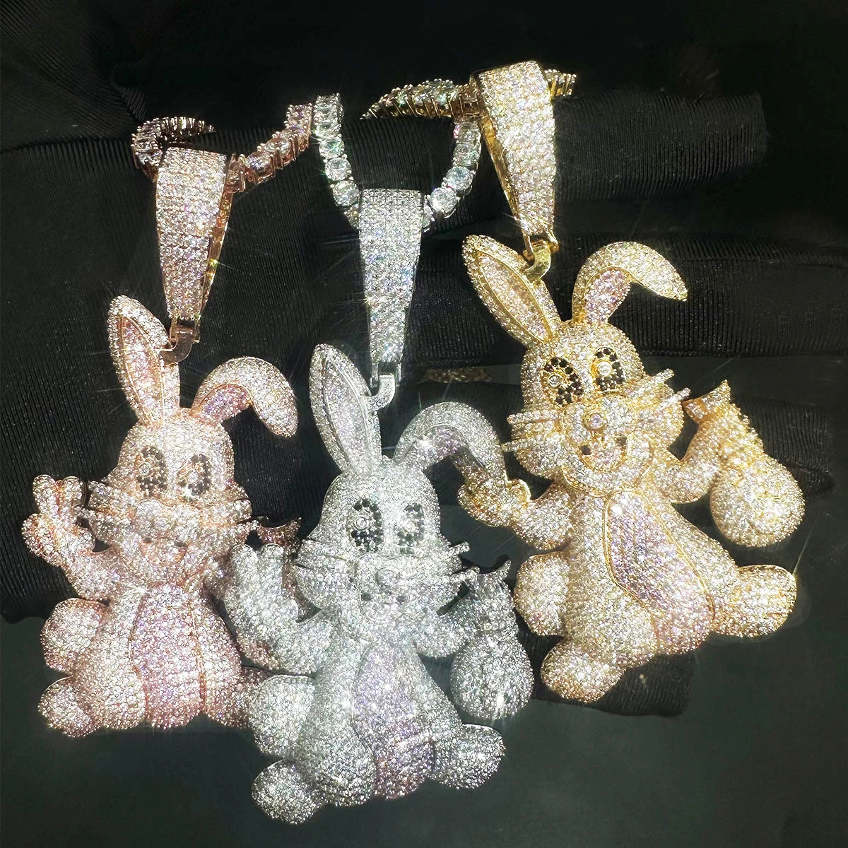 Aokaishen-Prong Coelho Colar Pingente Para Mulheres, Real Cobre, Iced Out Charme, Jóias Hip Hop, Zircônia Cúbica