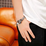 Dominador cabeça de leão pulseira animal masculino aço inoxidável trançado corrente pulseira hip-hop jóias na moda