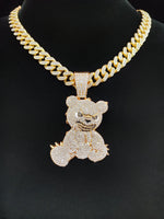 2024 novo chegou hip hop urso forma pingente colar das mulheres dos homens corrente gelada para fora bling colares hiphop jóias moda presente