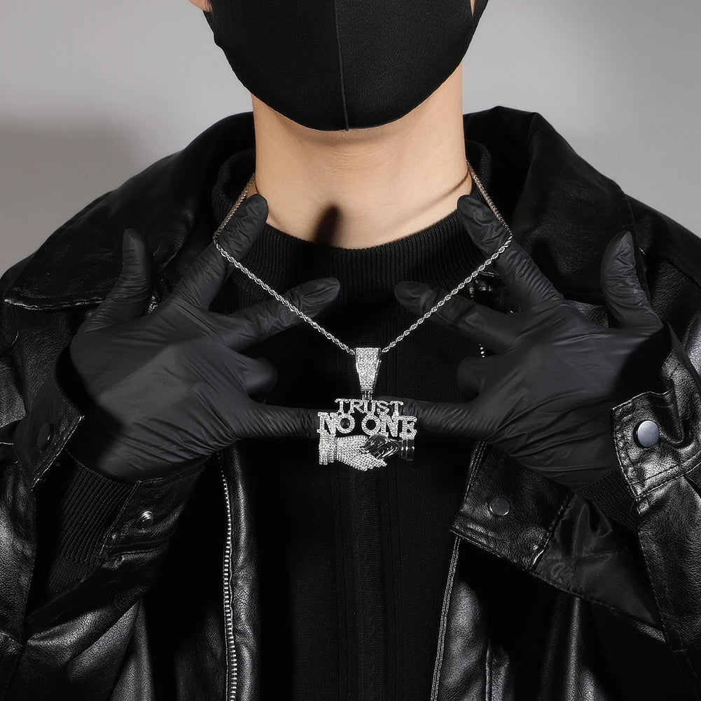 Uwin Trust NO One Pingente Acessórios Punk Gargantilha Homens Hiphop Full Iced Out Colar Homens Corrente Jóias Presente