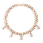 Hip hop personalidade cor de ouro cubana link corrente colar para mulheres menina gelado cristal acrílico urso pingente colar jóias