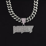 Colar com pingente de letra de dinheiro de hip-hop gelado - corrente grande de strass de liga, joias de declaração em negrito