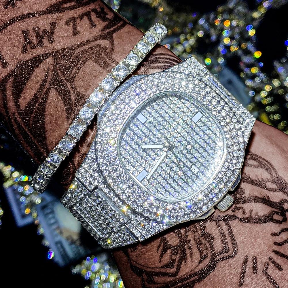 Relógio Cravejado + Pulseira
