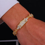 Joias de nicho personalizadas da moda, corrente cubana de hip hop, pulseira de zircônia cheia de flor cruzada de 10 mm para homens e mulheres