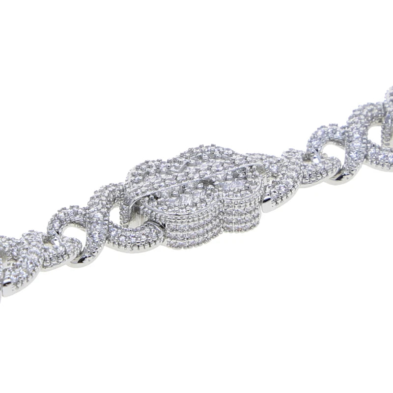 Iced out bling masculino menino jóias 2023 novo design infinito dólar dinheiro cubano link corrente hip hop conjunto de jóias pulseira colar