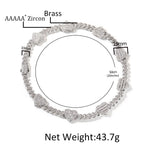 Uwin 10mm corrente cubana com coração baguette completo gelado zircão cúbico moda luxuosa gargantilha hiphop joias