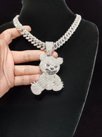 2024 novo chegou hip hop urso forma pingente colar das mulheres dos homens corrente gelada para fora bling colares hiphop jóias moda presente