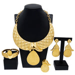 Conjunto de joias femininas banhado a ouro pingente redondo brincos grandes bijuterias de casamento presentes conjuntos de joias de casamento nigeriano SYHOL