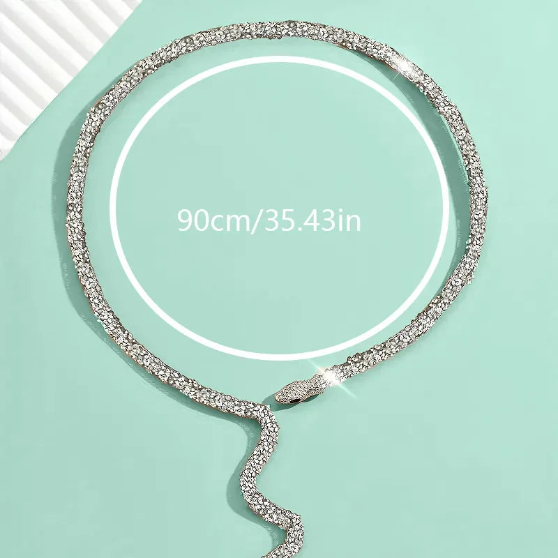 Moda menina sexy cobra twistable colar para mulheres personalizado espumante zircão diy corrente osso pulseira pulseiras