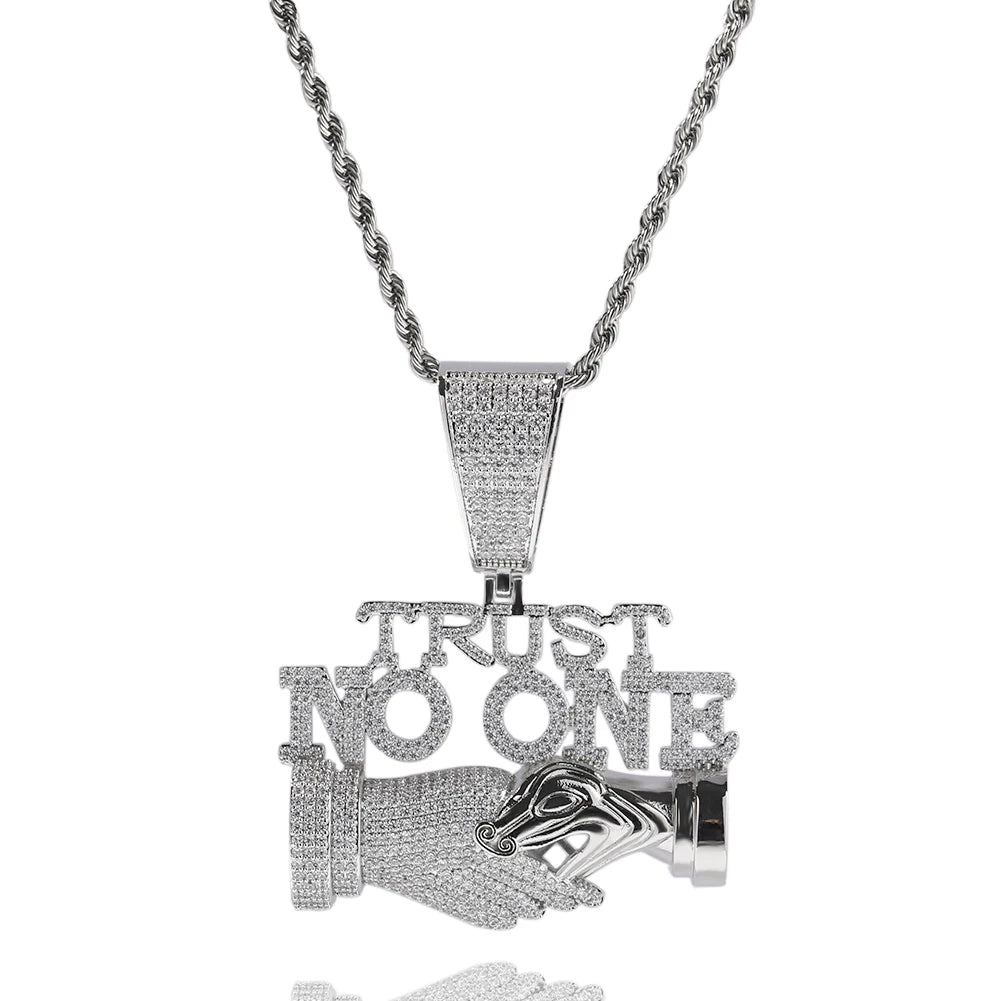 Uwin Trust NO One Pingente Acessórios Punk Gargantilha Homens Hiphop Full Iced Out Colar Homens Corrente Jóias Presente