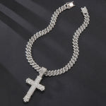 Masculino feminino brilhante cruz pingente colar com miami cubana elo de corrente hip hop gelado para fora bling moda requintado charme jóias presente