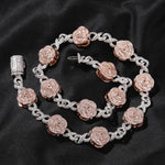 THE BLING KING Rose Flower Infinity Link Chain Colar Prong Configuração 5A Zircônia Cúbica Gargantilha HipHop Moda Jóias
