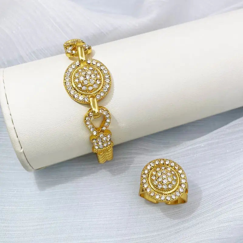 Dubai 18K banhado a ouro conjunto de jóias para mulheres, design clássico, colares, brincos, braceletes, anel, conjunto completo de jóias, tendências, 4pcs