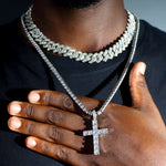 2 pçs punk cristal cruz ankh tênis corrente iced out prong cubana link corrente colar para homens mulheres rapper colares hiphop jóias