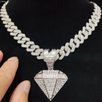 Masculino feminino hip hop cônico pingente colar com 14mm corrente cubana hiphop gelado pingentes colares moda punk jóias presentes