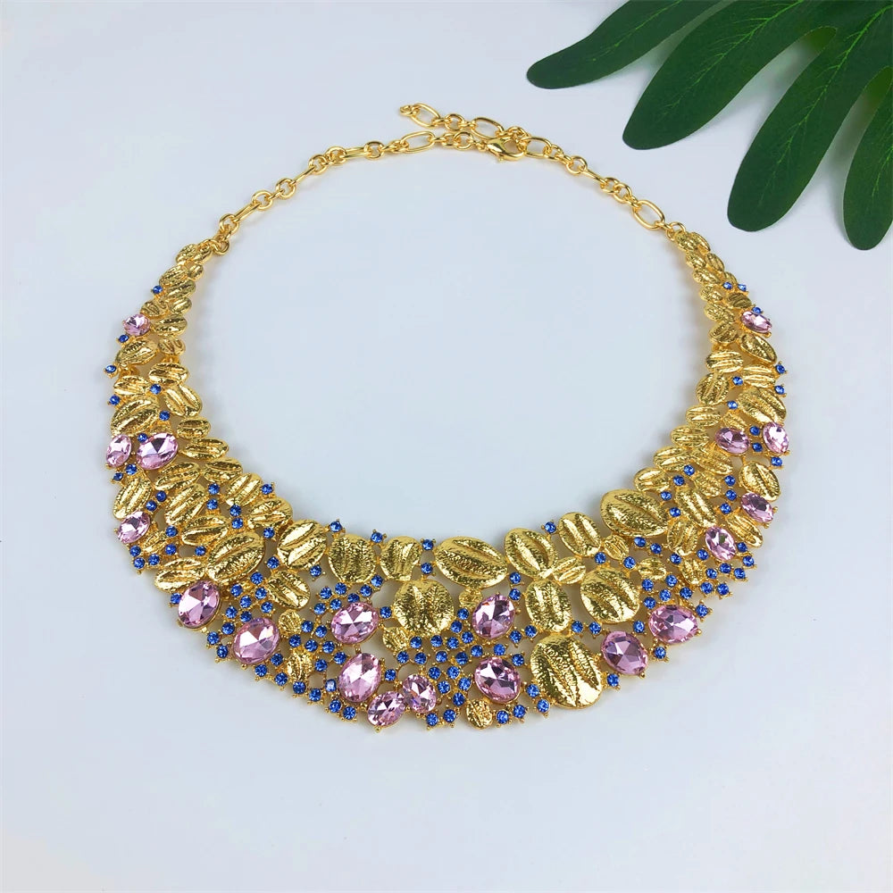 Eale conjunto de joias de opala vintage para mulheres, design de luxo, colar, brincos, pulseira e anel, banhado a ouro 18k, joias dubai nigéria