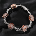 THE BLING KING Rose Flower Infinity Link Chain Colar Prong Configuração 5A Zircônia Cúbica Gargantilha HipHop Moda Jóias