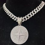 Masculino feminino hip hop pingente redondo colar com 13mm cristal cubano corrente gelado para fora bling hiphop colares moda charme jóias