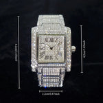 Novo relógio de diamante de luxo para homens moda gelo fora retângulo relógio de pulso bling estilo hip hop jóias relogio masculino dropshipping