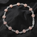 THE BLING KING Rose Flower Infinity Link Chain Colar Prong Configuração 5A Zircônia Cúbica Gargantilha HipHop Moda Jóias