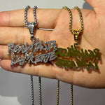 Hip hop estilo de rua realhasta lamuerte carta bling pingente colar 4mm bling corrente gelado para rapper legal jóias