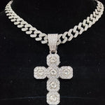 Hip Hop Praça Cruz Colar de Pingente para Homens e Mulheres, 13mm Corrente Cubana, Iced Out Bling Colares, Moda Charme Jóias, Novo