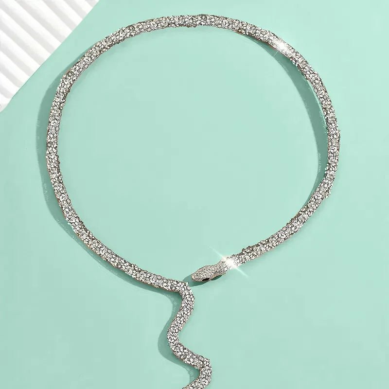 Moda menina sexy cobra twistable colar para mulheres personalizado espumante zircão diy corrente osso pulseira pulseiras