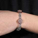 THE BLING KING Rose Flower Infinity Link Chain Colar Prong Configuração 5A Zircônia Cúbica Gargantilha HipHop Moda Jóias