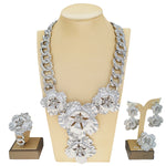 Colar para mulheres moda nova corrente cubana colar flor de ouro pingente luxo casamento bijoux banhado a ouro brincos anel syhol