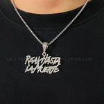 Hip hop estilo de rua realhasta lamuerte carta bling pingente colar 4mm bling corrente gelado para rapper legal jóias