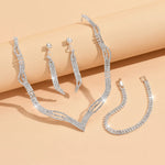 4 peças moda feminina cobre incrustado diamante garra corrente cone colar brincos pulseira conjunto festa de casamento presente festival