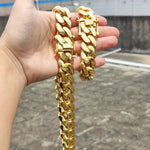 Atacado hip hop jóias 22mm latão cubana corrente luxo 18k banhado a ouro grande pesado sólido miami cubano colar para homem