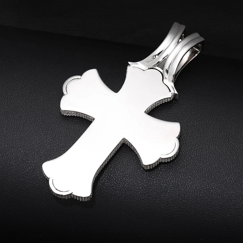 Hip hop 5a + cz pedra pavimentada bling gelo fora grande cruz pingentes colares para homens rapper jóias ouro prata cor transporte da gota