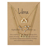 3 Pçs/set 12 Sinal Do Zodíaco Colares Set Para As Mulheres Constelação Pingente Cadeia Gargantilha Aniversário Jóias Com Cartão De Papelão