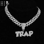 Pingentes com letras geladas Hip Hop, Corrente Cubana, AAA + Colares de Strass para homens e mulheres, Joias Rapper, 13mm
