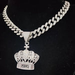 Masculino feminino hip hop coroa pingente colar com 13mm corrente cubana hiphop gelado bling colares moda jóias presentes