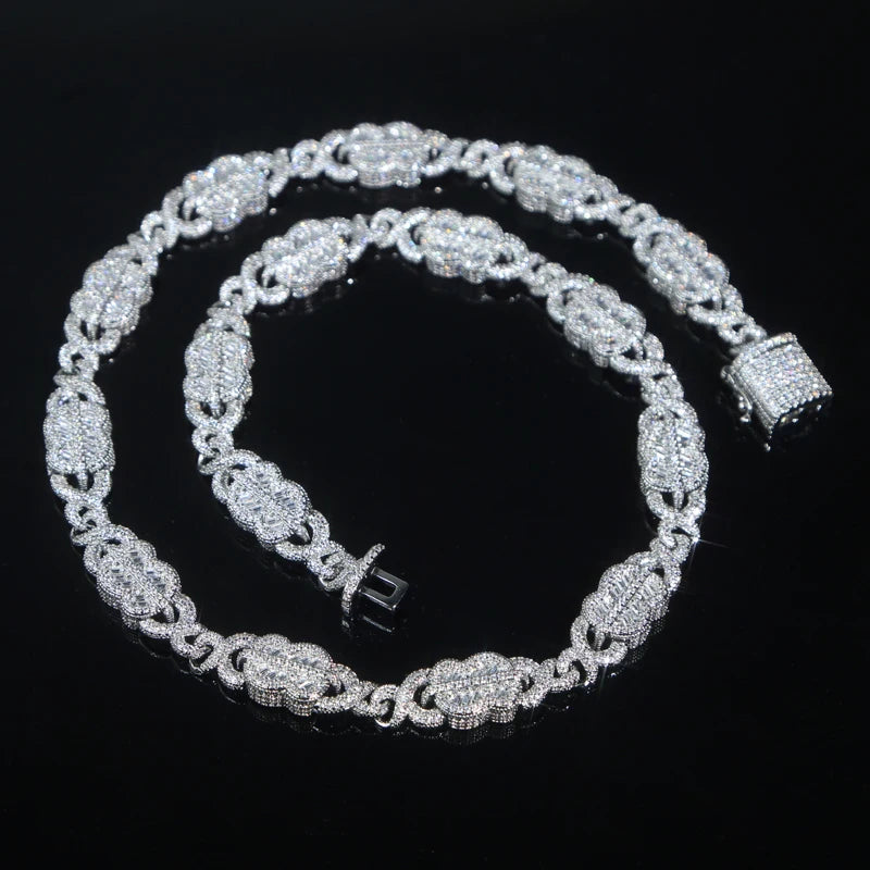 Iced out bling masculino menino jóias 2023 novo design infinito dólar dinheiro cubano link corrente hip hop conjunto de jóias pulseira colar