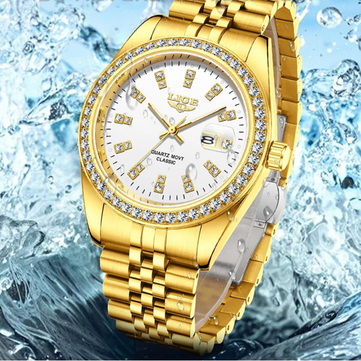 Relógio Masculino Design Criativo com Brilhante