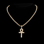 2 pçs punk cristal cruz ankh tênis corrente iced out prong cubana link corrente colar para homens mulheres rapper colares hiphop jóias