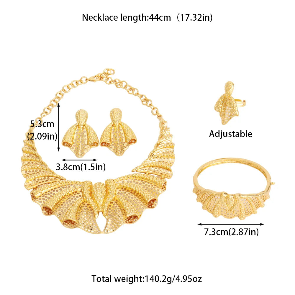 Dubai oco para fora 4 pçs conjunto de jóias para mulheres luxo áfrica sereia cauda padrão brincos colar pulseira anel para festa de casamento