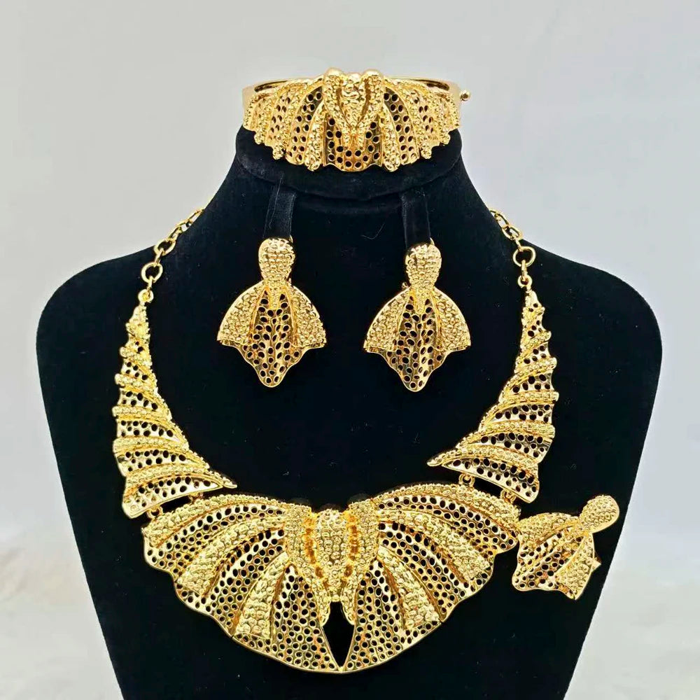 Dubai oco para fora 4 pçs conjunto de jóias para mulheres luxo áfrica sereia cauda padrão brincos colar pulseira anel para festa de casamento