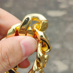 Atacado hip hop jóias 22mm latão cubana corrente luxo 18k banhado a ouro grande pesado sólido miami cubano colar para homem