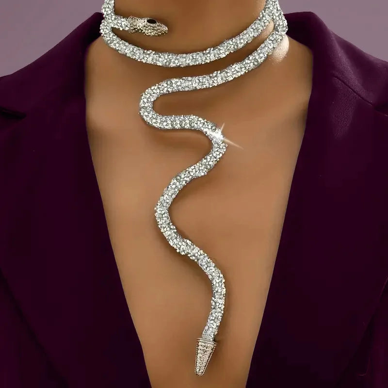 Moda menina sexy cobra twistable colar para mulheres personalizado espumante zircão diy corrente osso pulseira pulseiras