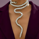 Moda menina sexy cobra twistable colar para mulheres personalizado espumante zircão diy corrente osso pulseira pulseiras