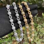 Corrente de bola gelada com letra bolha para homens, colar gargantilha micro pave, joias da moda hip hop, encantos bling