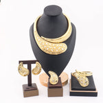 Conjunto de jóias de cobre índia dubai jóias banhado a ouro colar brincos anel pulseira luxo presente de casamento